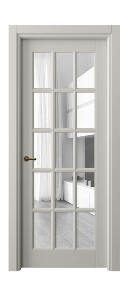 Межкомнатная дверь Тоскана Грильято 6311 Матовый тёплый серый Прозрачное стекло Цена 111899 ₽ | Volhovec
