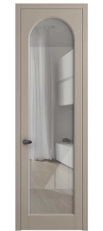 Межкомнатная дверь Палаццо 6804 Матовый бисквитный Рефлективное прозрачное стекло "Стопсол", калёное Цена 105029 ₽ | Volhovec