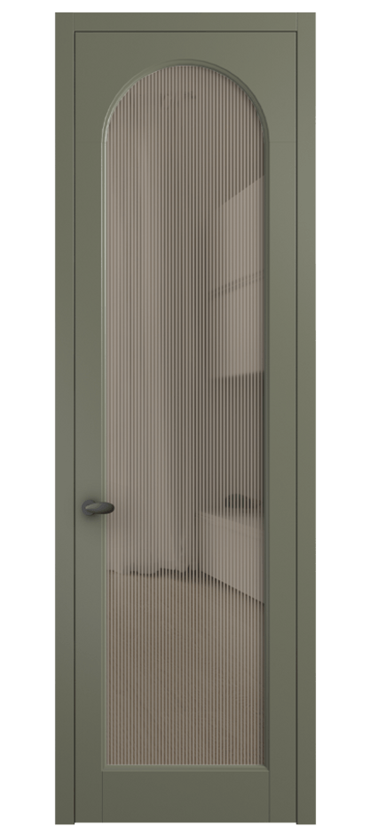 Межкомнатная дверь Палаццо 6804 Матовый оливковый тёмный Рифлёное бронзовое стекло "Дюна", триплекс Цена 103029 ₽ | Volhovec
