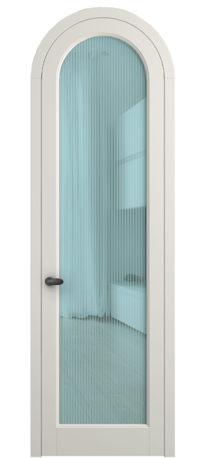 Межкомнатная дверь Палаццо 6814 Матовый жемчужный Рифлёное голубое стекло "Мору", триплекс Цена 133159 ₽ | Volhovec