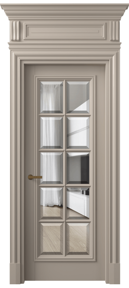 Межкомнатная дверь Антик 7310 Матовый бисквитный Прозрачное стекло с фацетом Цена 181709 ₽ | Volhovec