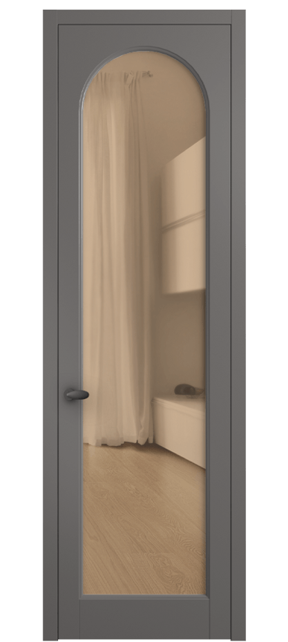 Межкомнатная дверь Palazzo 6804 Матовый классический серый Прозрачное оранжевое стекло, триплекс Цена 97029 ₽ | Volhovec