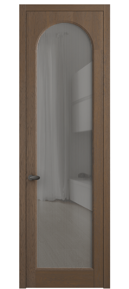 Межкомнатная дверь Палаццо 6804 Дуб туманный матовый Рифлёное серое стекло "Дюна", триплекс Цена 154229 ₽ | Volhovec