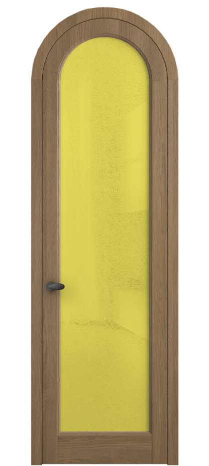 Межкомнатная дверь Palazzo 6814 Дуб мускатный матовый Фактурное жёлтое стекло "Лёд", триплекс Цена 212349 ₽ | Volhovec