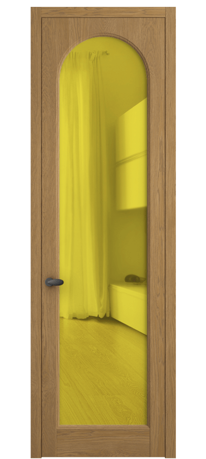 Межкомнатная дверь Palazzo 6804 Дуб солнечный матовый Прозрачное жёлтое стекло, триплекс Цена 148229 ₽ | Volhovec