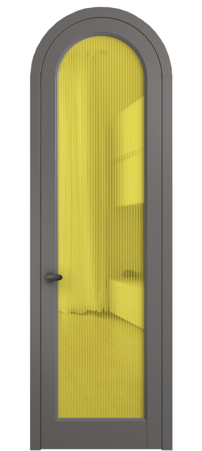 Межкомнатная дверь Palazzo 6814 Матовый классический серый Рифлёное жёлтое стекло "Moru", триплекс Цена 133159 ₽ | Volhovec