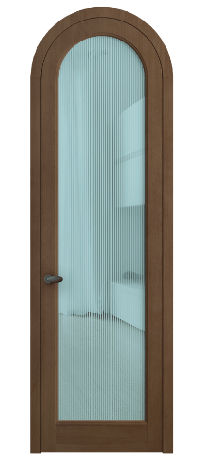 Межкомнатная дверь Палаццо 6814 Бук тёмный матовый Рифлёное голубое стекло "Дюна", триплекс Цена 177739 ₽ | Volhovec