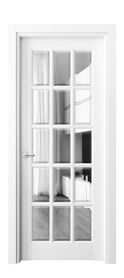 Межкомнатная дверь Тоскана Грильято 6311 Матовый белоснежный Сатинированное стекло с фацетом Цена 116899 ₽ | Volhovec
