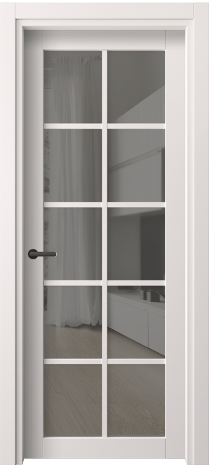 Межкомнатная дверь Нео 2106 ПЭТ кремово-серый Прозрачное серое стекло, триплекс Цена 11500 ₽ | Volhovec