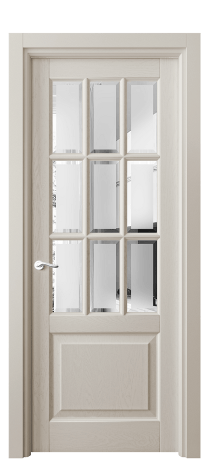 Межкомнатная дверь Лигнум 0748 Дуб светло-бежевый Сатинированное стекло с фацетом Цена 161199 ₽ | Volhovec