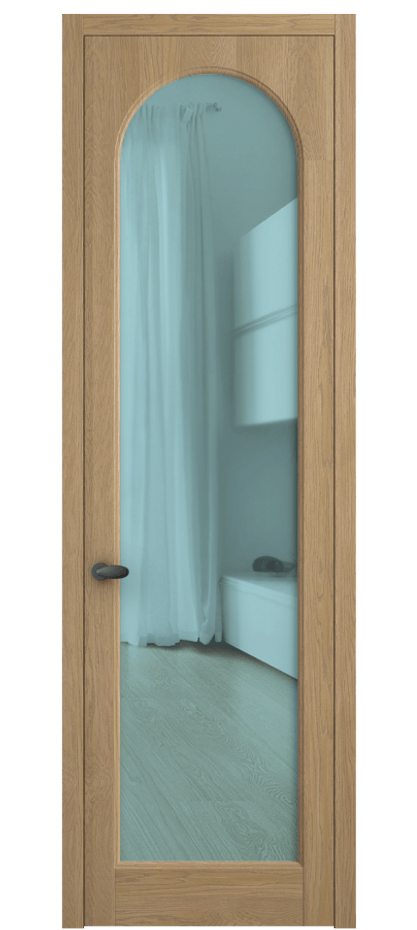 Межкомнатная дверь Palazzo 6804 Дуб соломенный матовый Прозрачное голубое стекло, триплекс Цена 148229 ₽ | Volhovec