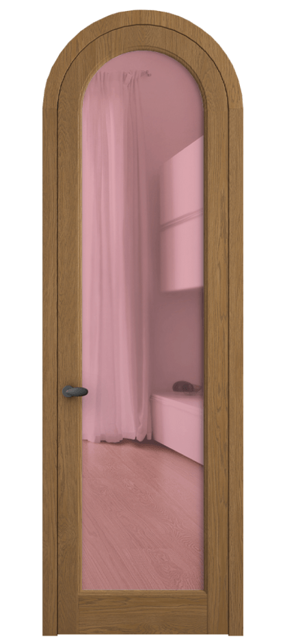 Межкомнатная дверь Palazzo 6814 Дуб пряный матовый Прозрачное розовое стекло, триплекс Цена 206349 ₽ | Volhovec