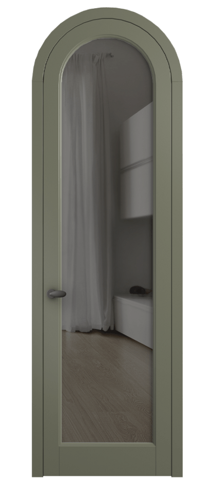 Межкомнатная дверь Палаццо 6814 Матовый оливковый тёмный Прозрачное серое стекло, триплекс Цена 128259 ₽ | Volhovec