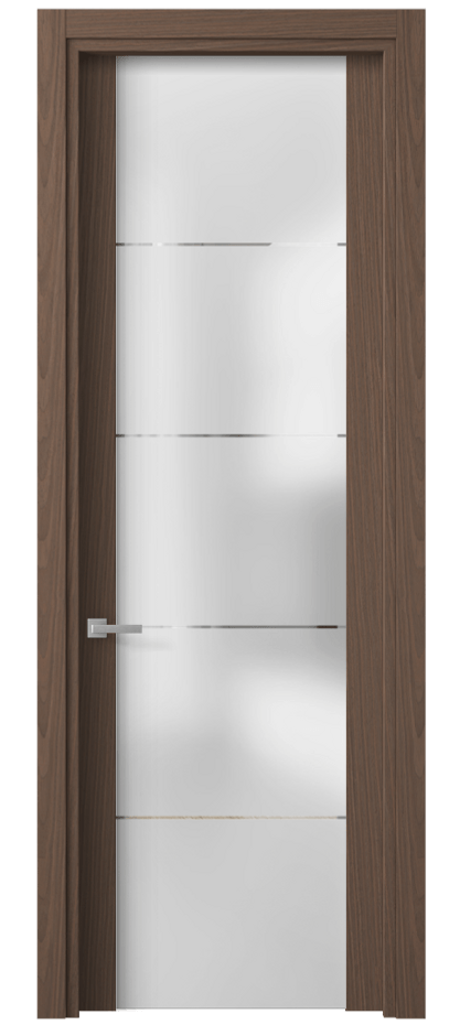 Межкомнатная дверь Planum 4114 Дуб кофейный матовый Сатинированное стекло с гравировкой «КВАДРО», триплекс Цена 85199 ₽ | Volhovec