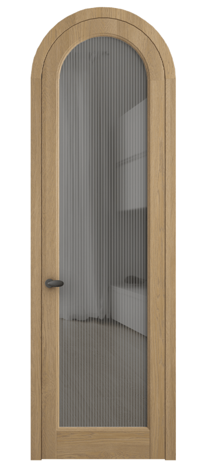 Межкомнатная дверь Палаццо 6814 Дуб соломенный матовый Рифлёное серое стекло "Moru", триплекс Цена 214349 ₽ | Volhovec