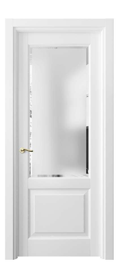 Межкомнатная дверь Лигнум 0740 Матовый белоснежный Сатинированное стекло с фацетом Цена 97099 ₽ | Volhovec