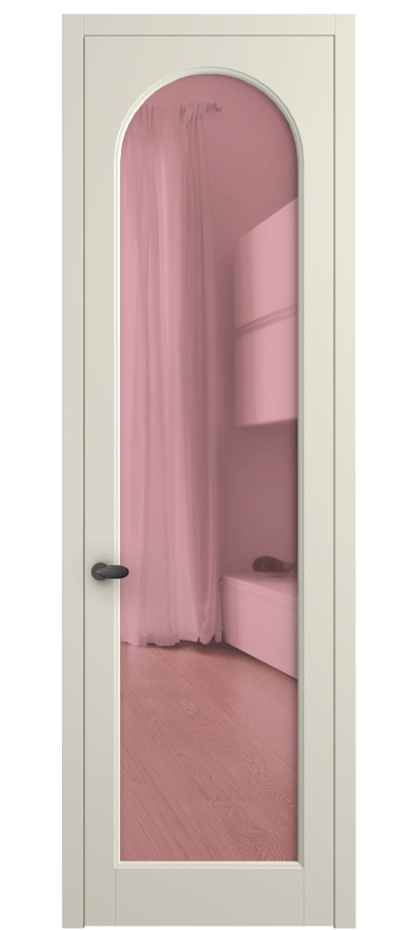 Межкомнатная дверь Palazzo 6804 Матовый молочно-белый Прозрачное розовое стекло, триплекс Цена 97029 ₽ | Volhovec