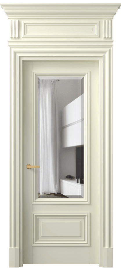 Межкомнатная дверь Антик 7306 Матовый молочно-белый Прозрачное стекло с фацетом Цена 163659 ₽ | Volhovec