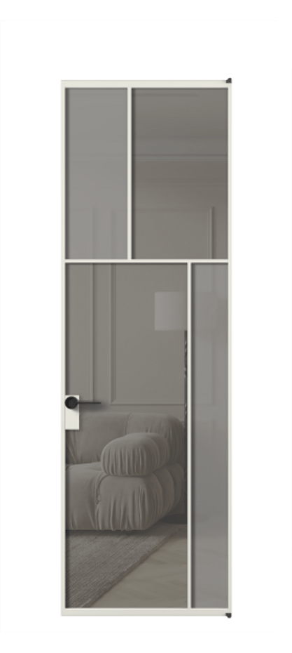 Межкомнатная дверь Mosaic АЛПЛ041.23 Алюминий серый Сатинированное серое стекло, триплекс, 6 мм + Прозрачное серое стекло, триплекс Цена 165870 ₽ | Volhovec