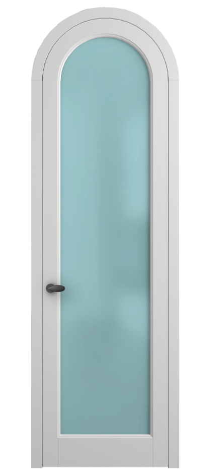 Межкомнатная дверь Palazzo 6814 Матовый белоснежный Сатинированное голубое стекло, триплекс Цена 125159 ₽ | Volhovec