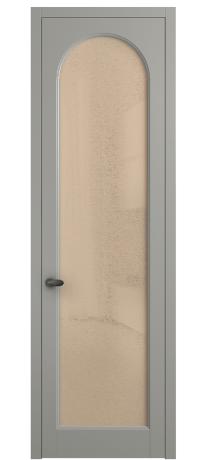 Межкомнатная дверь Палаццо 6804 Матовый нейтральный серый Фактурное оранжевое стекло "Лёд", триплекс Цена 103029 ₽ | Volhovec