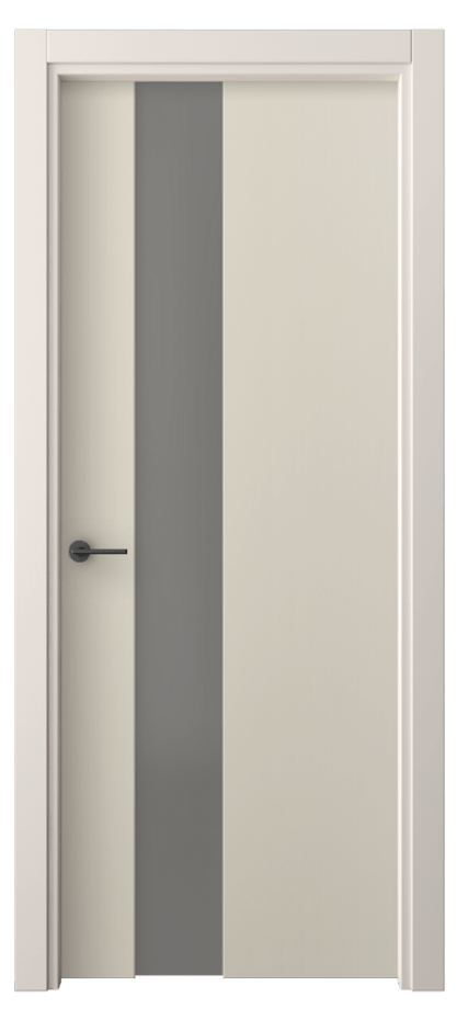 Межкомнатная дверь Freedom 4224 ПЭТ светло-бежевый Сатинированное серое стекло, триплекс Цена 30799 ₽ | Volhovec
