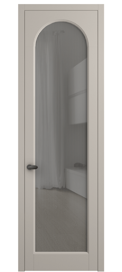 Межкомнатная дверь Палаццо 6804 Матовый светло-бежевый Рифлёное серое стекло "Дюна", триплекс Цена 103029 ₽ | Volhovec
