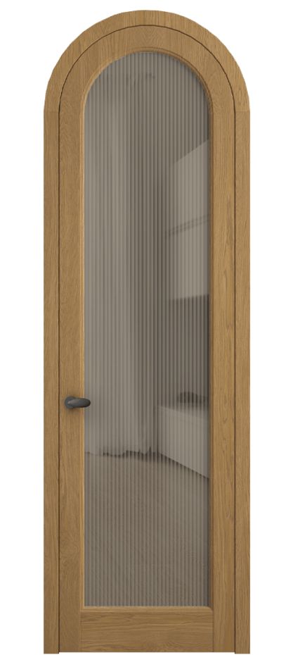 Межкомнатная дверь Палаццо 6814 Дуб солнечный матовый Рифлёное бронзовое стекло "Мору", триплекс Цена 214349 ₽ | Volhovec