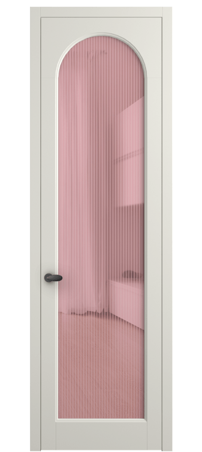 Межкомнатная дверь Палаццо 6804 Матовый жемчужный Рифлёное розовое стекло "Moru", триплекс Цена 105029 ₽ | Volhovec