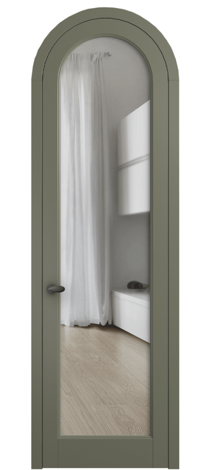 Межкомнатная дверь Палаццо 6814 Матовый оливковый тёмный Прозрачное стекло Цена 128259 ₽ | Volhovec