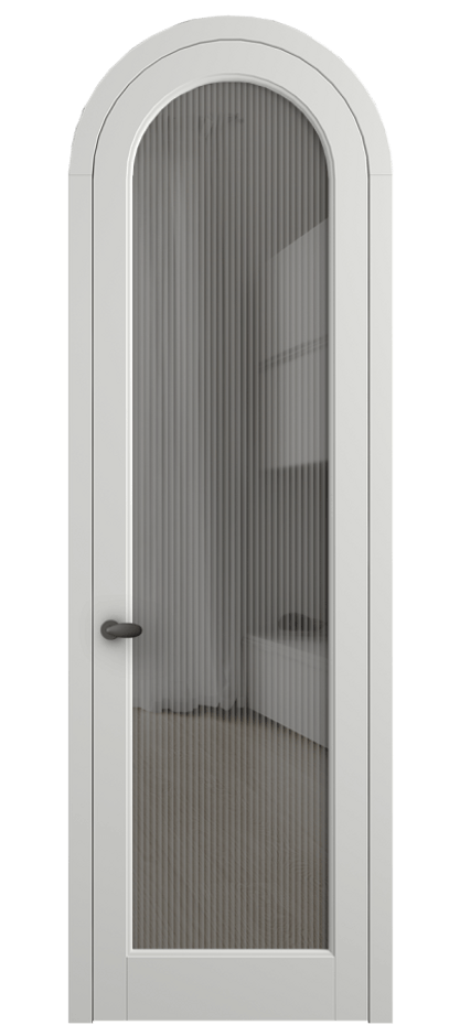 Межкомнатная дверь Палаццо 6814 Матовый светло-серый Рифлёное серое стекло "Moru", триплекс Цена 133159 ₽ | Volhovec