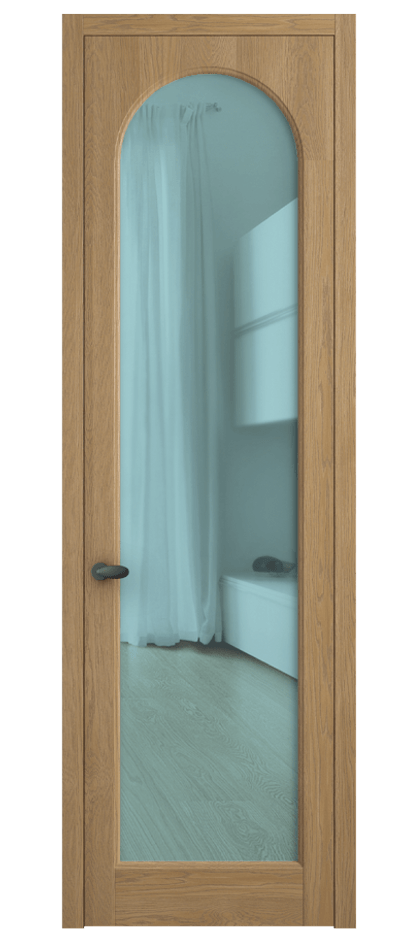 Межкомнатная дверь Palazzo 6804 Дуб пшеничный матовый Прозрачное голубое стекло, триплекс Цена 148229 ₽ | Volhovec