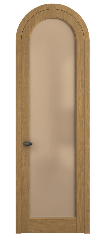 Межкомнатная дверь Palazzo 6814 Дуб солнечный матовый Сатинированное оранжевое стекло, триплекс Цена 206349 ₽ | Volhovec