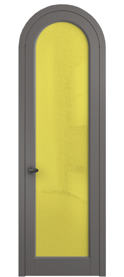 Межкомнатная дверь Палаццо 6814 Матовый классический серый Фактурное жёлтое стекло "Лёд", триплекс Цена 131159 ₽ | Volhovec
