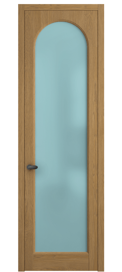 Межкомнатная дверь Palazzo 6804 Дуб солнечный матовый Сатинированное голубое стекло, триплекс Цена 148229 ₽ | Volhovec