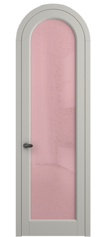 Межкомнатная дверь Палаццо 6814 Матовый тёплый серый Фактурное розовое стекло "Лёд", триплекс Цена 131159 ₽ | Volhovec
