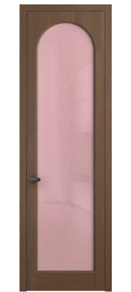 Межкомнатная дверь Палаццо 6804 Дуб каштановый матовый Фактурное розовое стекло "Лёд", триплекс Цена 158529 ₽ | Volhovec