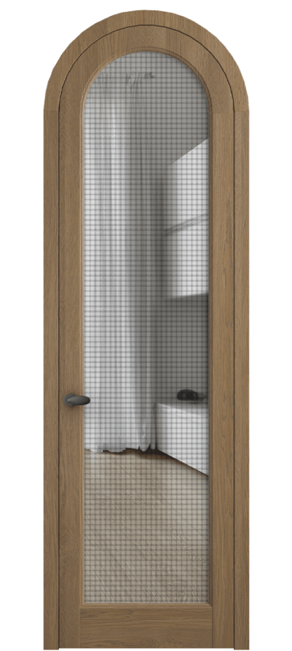 Межкомнатная дверь Palazzo 6814 Дуб мускатный матовый Декоративное стекло с сеткой "Mesh silver", триплекс Цена 214349 ₽ | Volhovec
