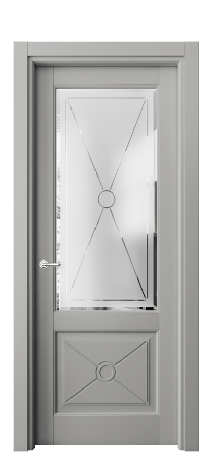 Межкомнатная дверь Тоскана Литера 6362 Матовый нейтральный серый Сатинированное стекло с гравировкой «LITERA» Цена 106199 ₽ | Volhovec