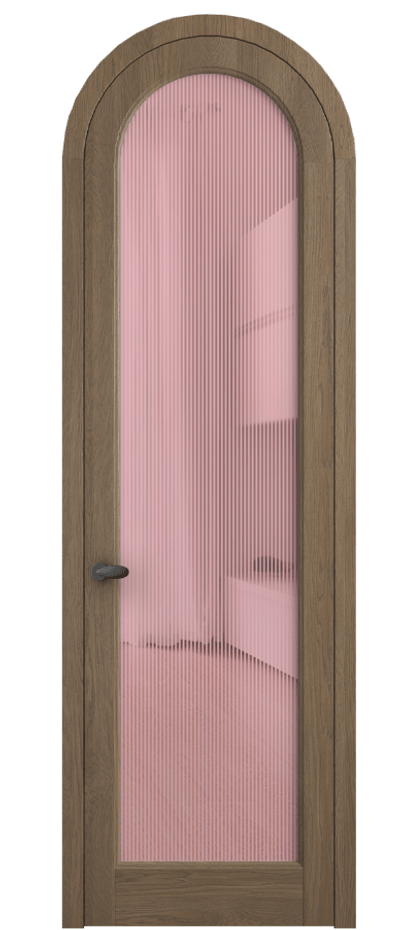 Межкомнатная дверь Палаццо 6814 Дуб джутовый матовый Рифлёное розовое стекло "Дюна", триплекс Цена 216649 ₽ | Volhovec
