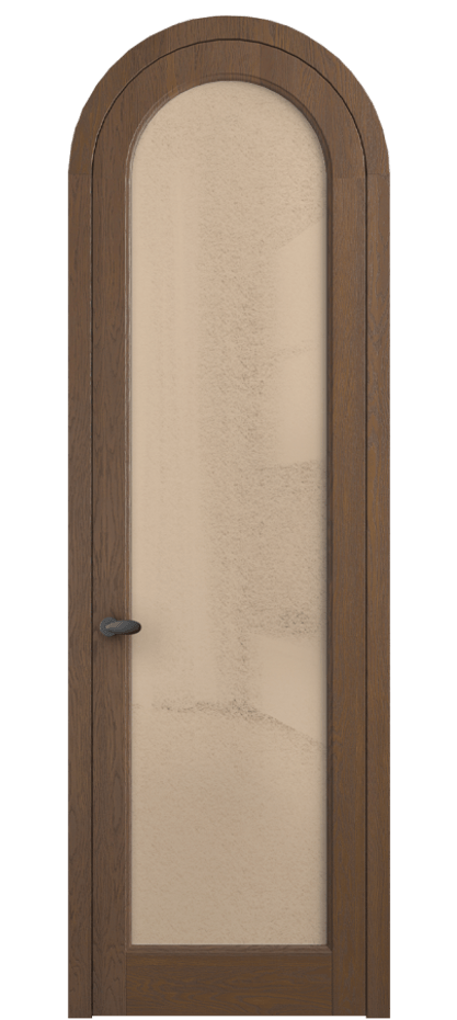 Межкомнатная дверь Palazzo 6814 Дуб каштановый матовый Фактурное оранжевое стекло "Лёд", триплекс Цена 212349 ₽ | Volhovec