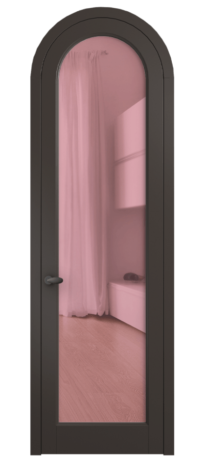 Межкомнатная дверь Palazzo 6814 Матовый антрацит Прозрачное розовое стекло, триплекс Цена 125159 ₽ | Volhovec