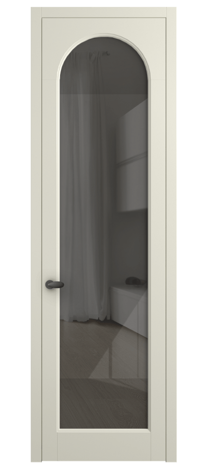 Межкомнатная дверь Палаццо 6804 Матовый молочно-белый Рефлективное серое стекло "Стопсол", калёное Цена 105029 ₽ | Volhovec