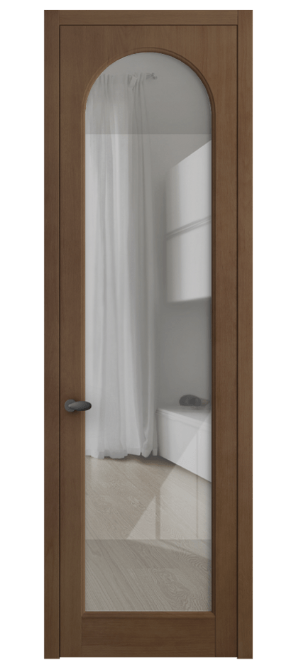 Межкомнатная дверь Палаццо 6804 Бук тёмный матовый Рефлективное прозрачное стекло "Стопсол", калёное Цена 129279 ₽ | Volhovec