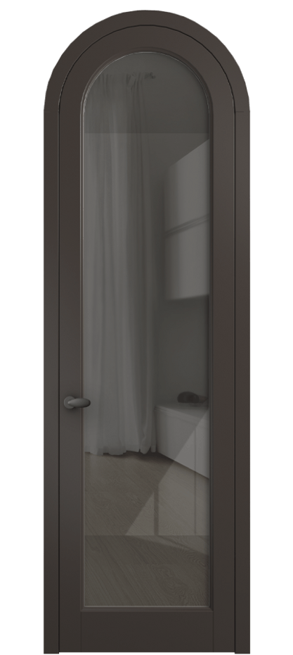 Межкомнатная дверь Палаццо 6814 Матовый антрацит Рефлективное серое стекло "Стопсол", калёное Цена 133159 ₽ | Volhovec