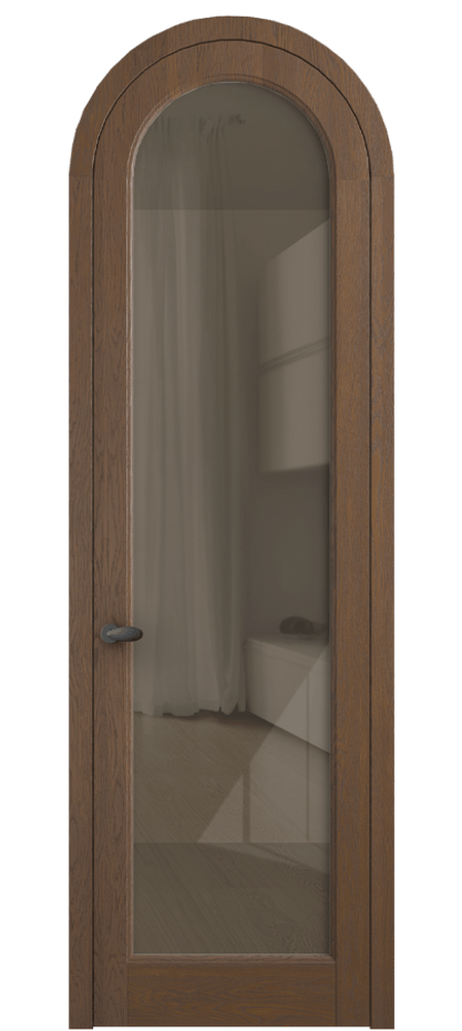 Межкомнатная дверь Палаццо 6814 Дуб каштановый матовый Рефлективное бронзовое стекло "Стопсол", калёное Цена 214349 ₽ | Volhovec