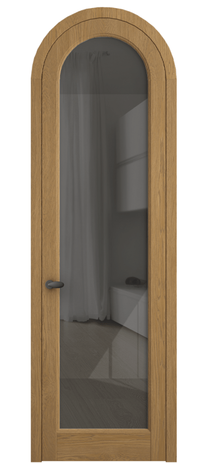 Межкомнатная дверь Палаццо 6814 Дуб солнечный матовый Рефлективное серое стекло "Стопсол", калёное Цена 214349 ₽ | Volhovec