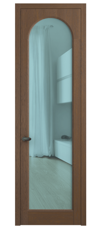 Межкомнатная дверь Palazzo 6804 Дуб каштановый матовый Прозрачное голубое стекло, триплекс Цена 148229 ₽ | Volhovec
