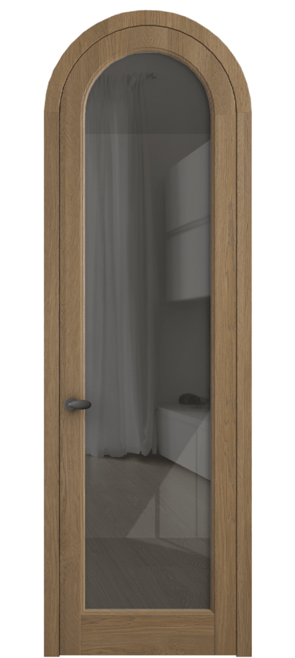 Межкомнатная дверь Палаццо 6814 Дуб мускатный матовый Рефлективное серое стекло "Stopsol", калёное Цена 214349 ₽ | Volhovec