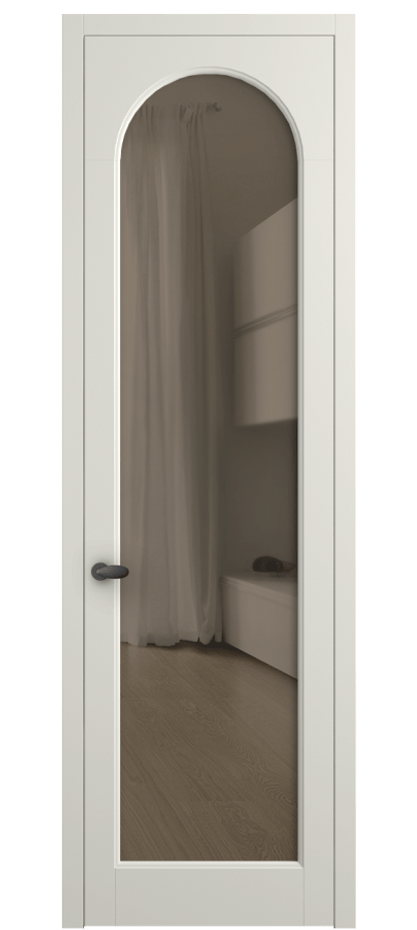 Межкомнатная дверь Палаццо 6804 Матовый жемчужный Прозрачное бронзовое стекло, триплекс Цена 97029 ₽ | Volhovec